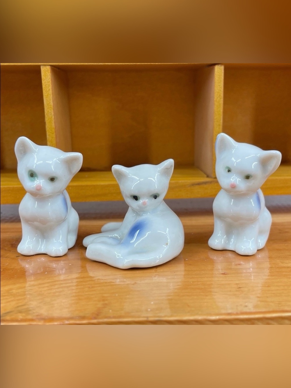 Vintage Porcelain Kitten Trinket Shelf Figurines Set of 3 –2” Miniatures